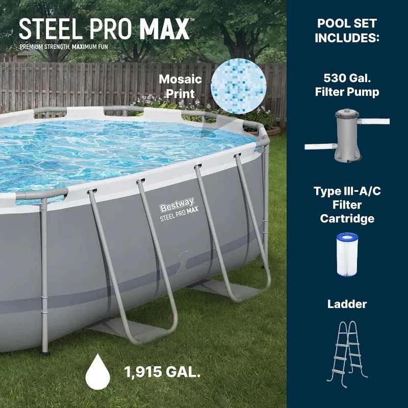 ベストウェイ スチールプロマックス 14フィート x 8.2 - Pool Ladder Above Ground のレビューと価格