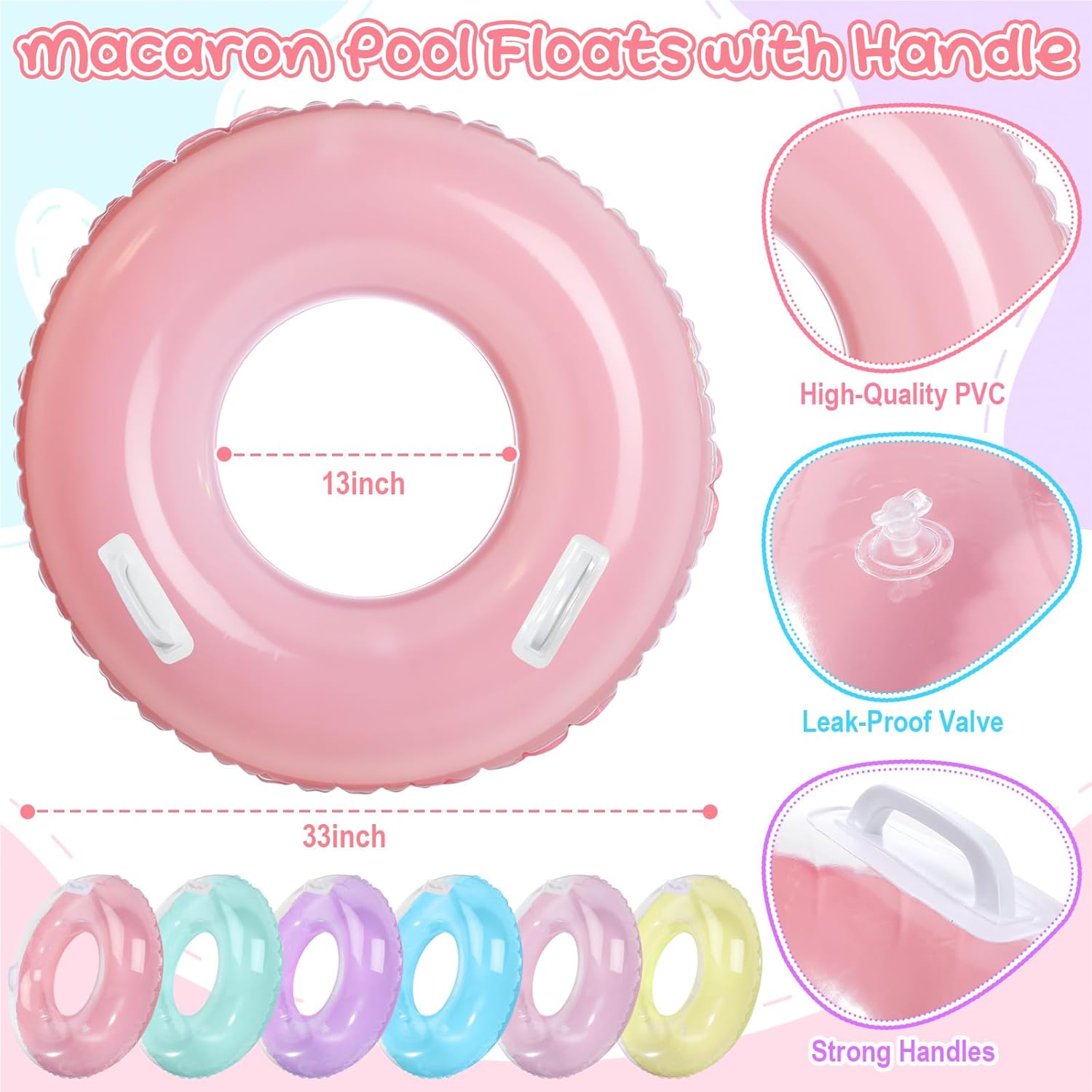 6個パック 33インチ インフレータブルプールフロート ハン - Pool Float Ring Inflatable のレビューと価格
