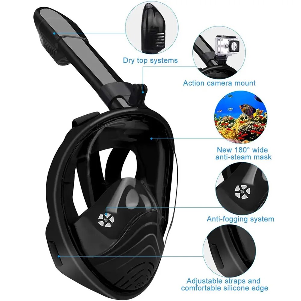 子供と大人のためのフルフェイススイミングマスクセット,防曇, - Snorkel Mask Full Face のレビューと価格