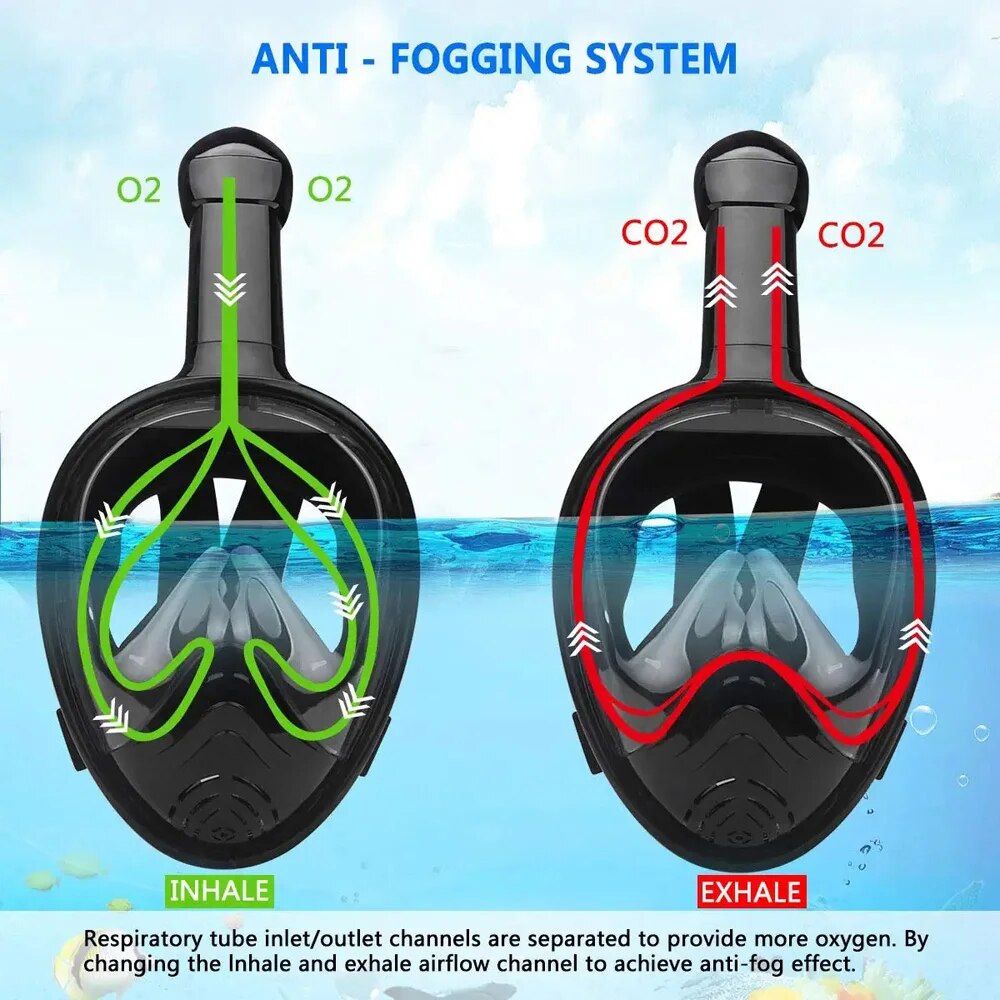 子供と大人のためのフルフェイススイミングマスクセット,防曇, - Snorkel Mask Full Face のレビューと価格