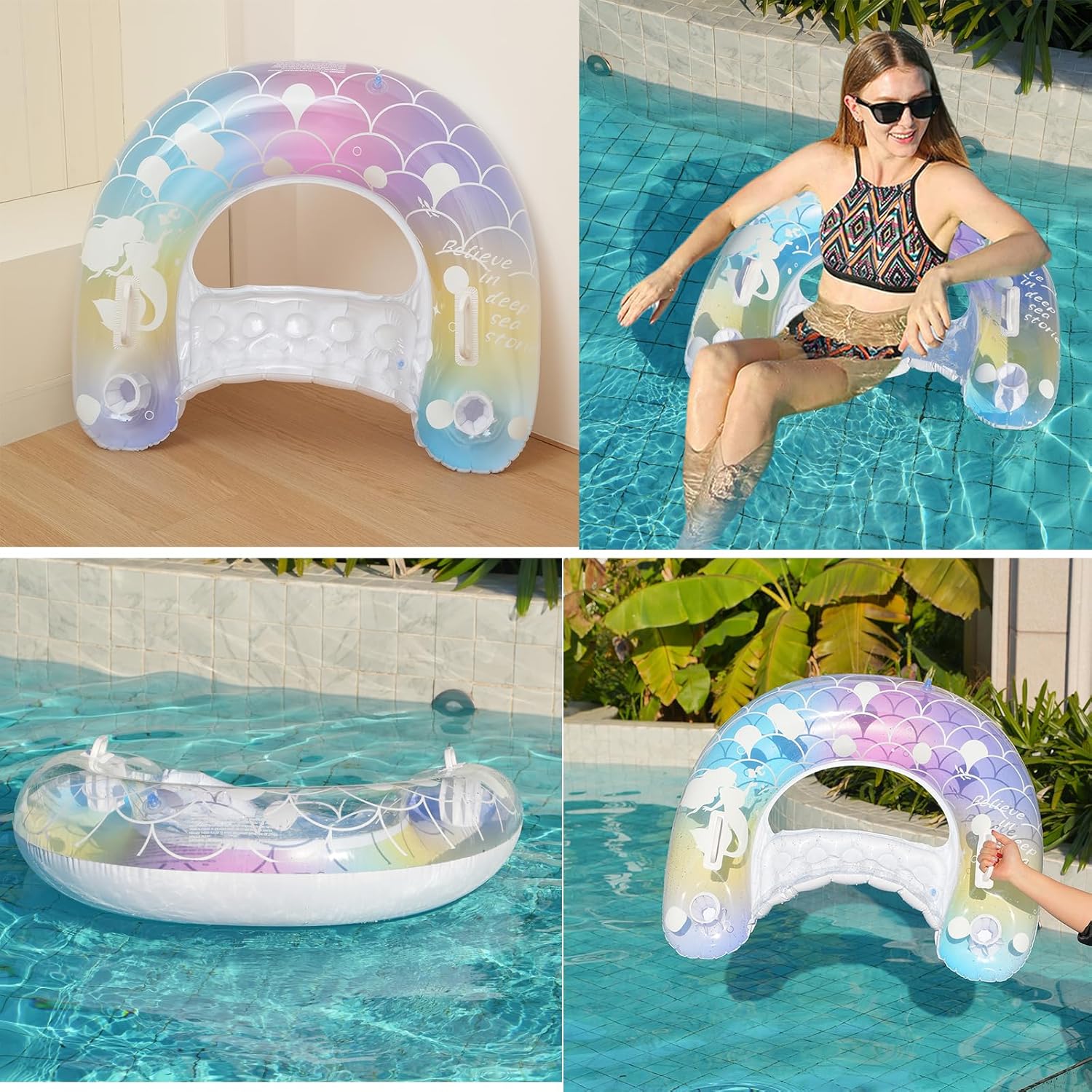 2個 マーメイドプールフロート-30インチ 大人用インフレー - Pool Float Ring Inflatable のレビューと価格