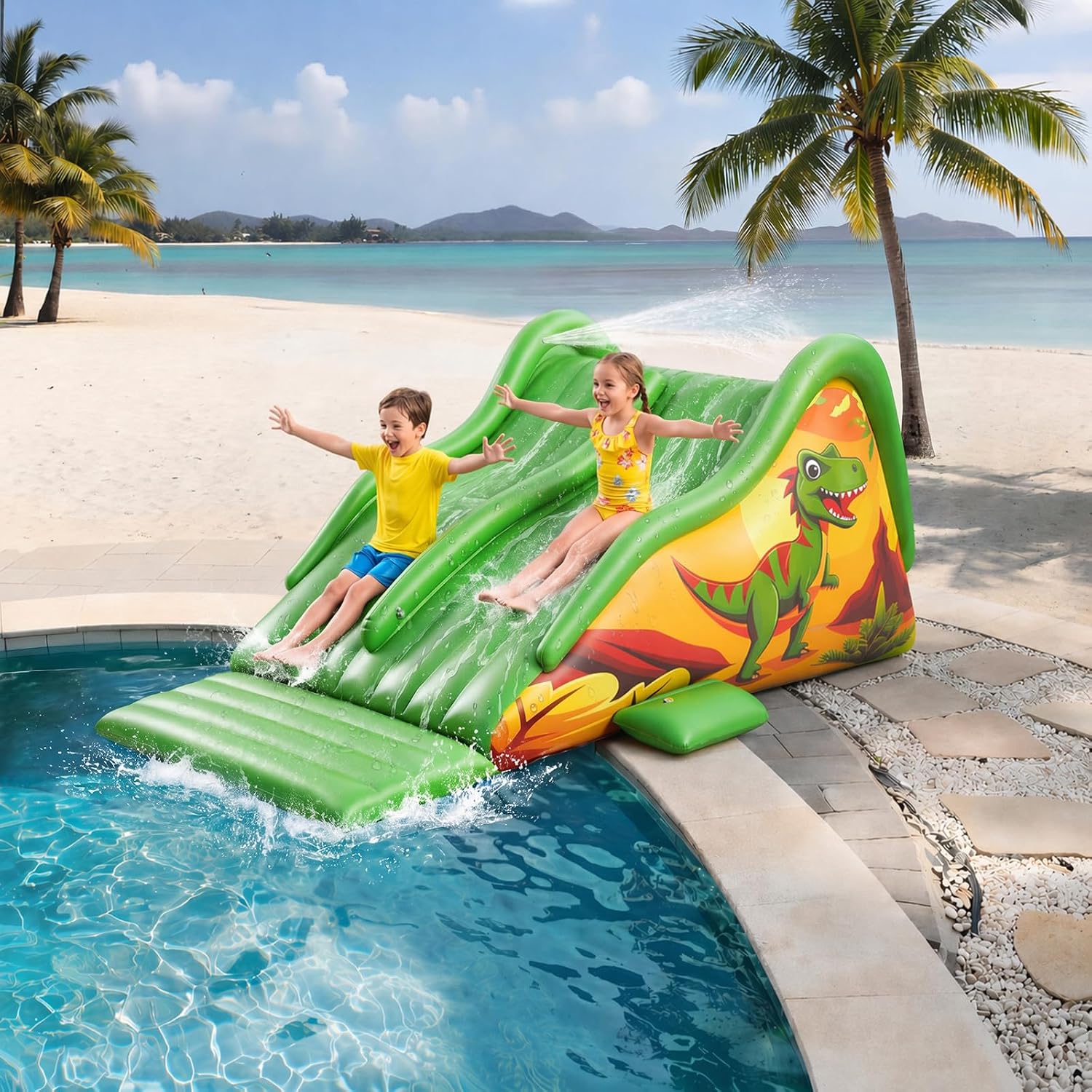 子供から大人まで楽しめる、125インチの巨大な空気で膨らませ - Water Slide Inflatable のレビューと価格