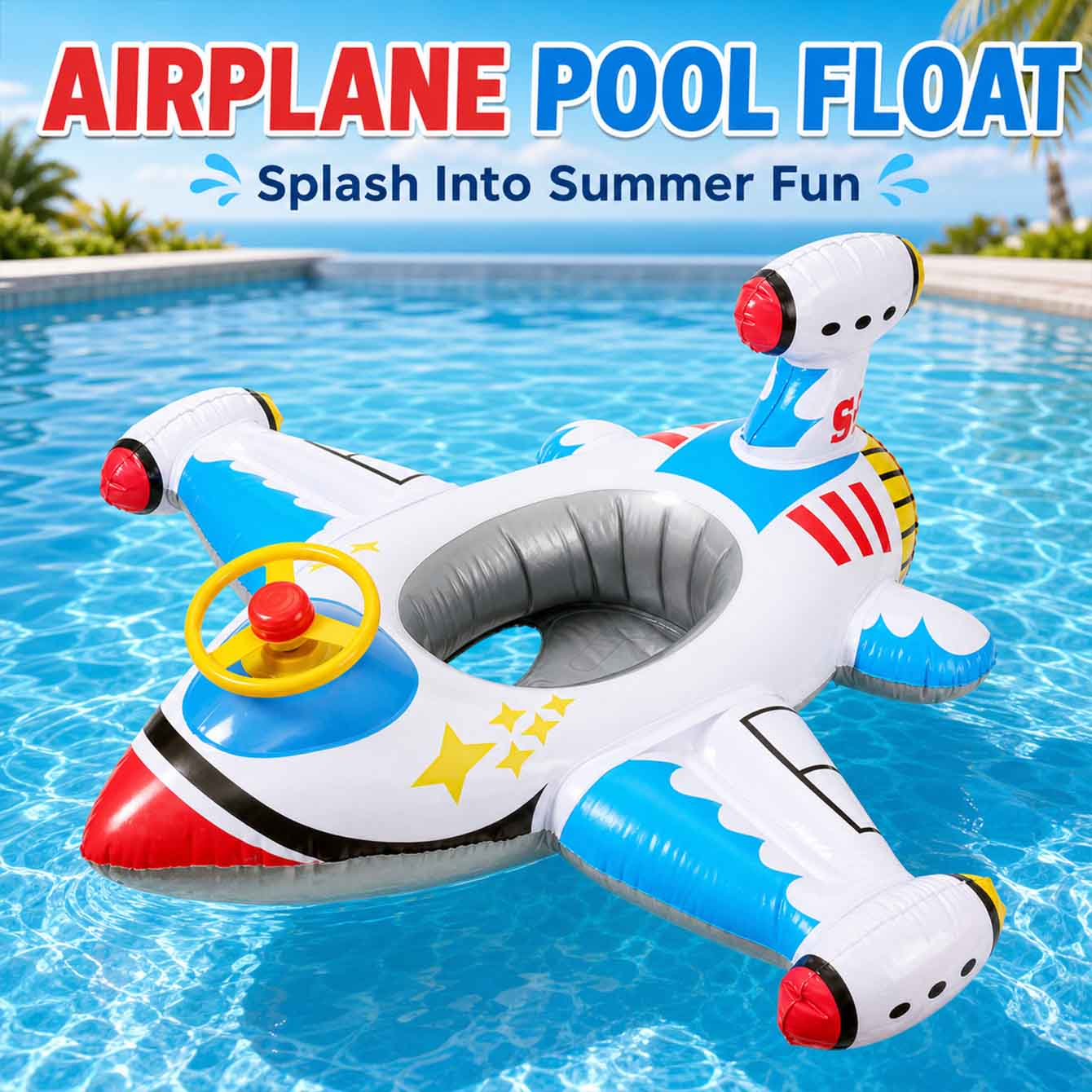 1PC 飛行機型水泳フロート インフレータブルプールフロート - Pool Float Ring Inflatable のレビューと価格