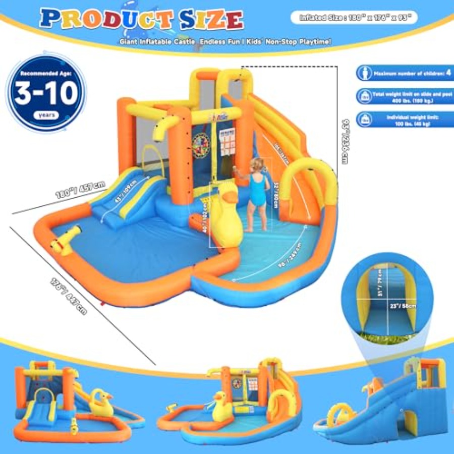 子供用裏庭インフレータブルウォーターパーク（3～10歳向け） - Water Slide Inflatable のレビューと価格