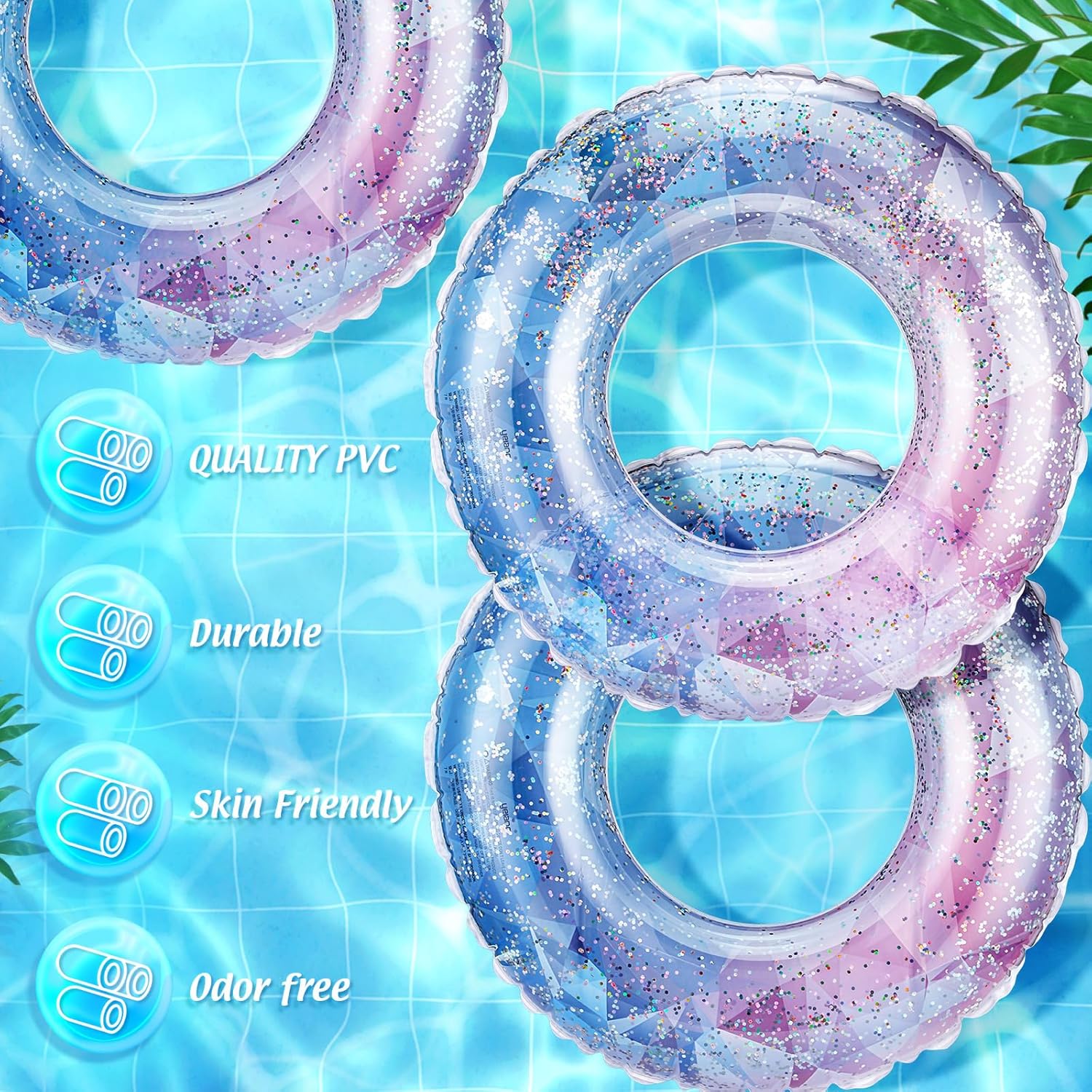8個入り インフレータブルプールフロート おもちゃ スイムチ - Pool Float Ring Inflatable のレビューと価格