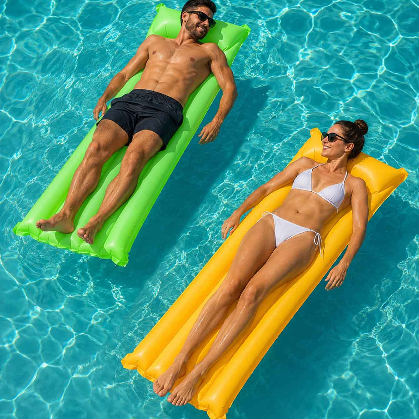 1PC プールフロートベッドインフレータブル水泳マットレスス - Pool Lounger Inflatable のレビューと価格