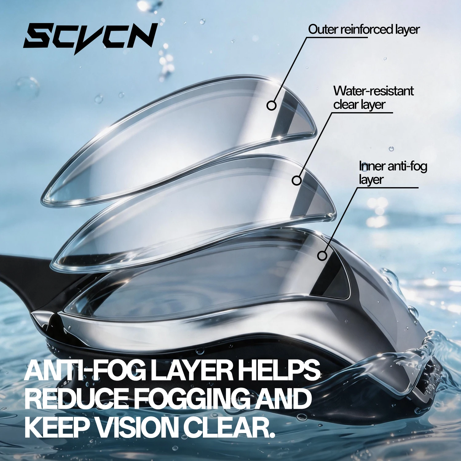 SCVCN 新型プロフェッショナルHDスイミングゴーグル。曇 - Swim Goggles Anti Fog Uv のレビューと価格